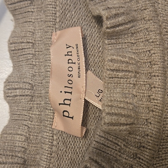 Philosophy Taupe Knit Sweater With Ruffles - Picture 2 of 6